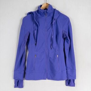 Zella Active Jacket Womens Sz Small Purple Blue Stretch Knit Zip Up Hooded
